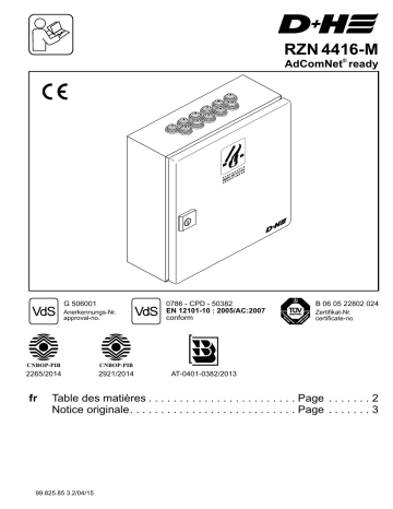 D+H RZN 4416-M Smoke vent control panel Mode d'emploi | Fixfr