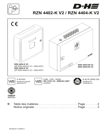 RZN 4404-K V2 | D+H RZN 4402-K V2 Smoke vent control panel Mode d'emploi | Fixfr