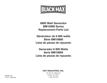Black Max bm10680-j 6800W Generator Manuel du propriétaire | Fixfr