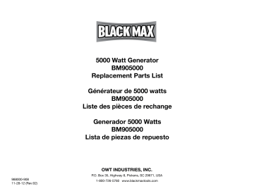 Black Max bm905000 5000 Watt Generator Manuel du propriétaire | Fixfr