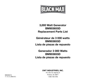 Black Max bm903655d 3650 Watt Generator Manuel du propriétaire | Fixfr