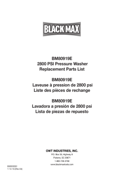 Black Max bm80919e 2800 PSI Pressure Washer Manuel du propriétaire