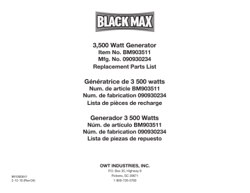 Black Max bm903511 Generator Manuel du propriétaire | Fixfr