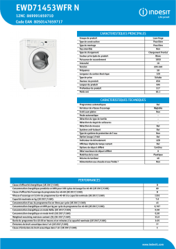 Indesit EWD71453WFR N Washing machine Manuel utilisateur