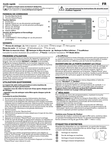 Whirlpool FFT D 9X3SK EX Dryer Manuel utilisateur | Fixfr