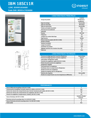 Indesit IBM 18SC11R Fridge/freezer combination Manuel utilisateur | Fixfr