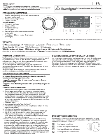 FFT M11 8X3 BE | Whirlpool FFT M11 8X3B BE Dryer Manuel utilisateur | Fixfr