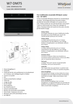 Whirlpool W7 OM75 Oven Manuel utilisateur