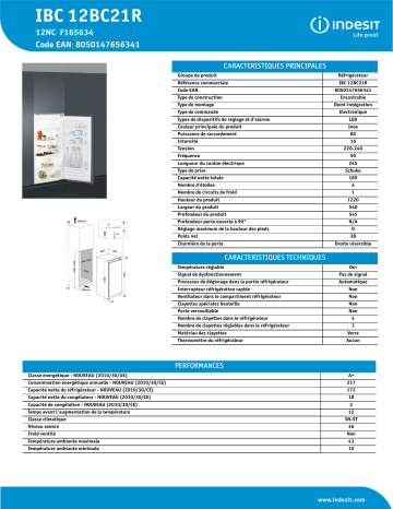 Indesit IBC 12BC21R Refrigerator Manuel utilisateur | Fixfr