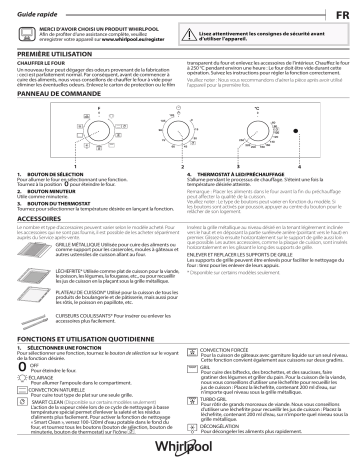 OMK38HU0X | Whirlpool OMK38HU0B Oven Manuel utilisateur | Fixfr