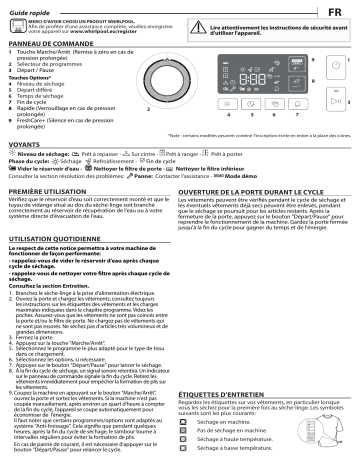Whirlpool FFT CM11 8XB FR Dryer Manuel utilisateur | Fixfr