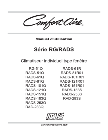 RADS-81R01 | RADS-151R01 | RADS-121R01 | COMFORT-AIRE RADS-101R01 WINDOW AC 10K R32 115V Manuel utilisateur | Fixfr