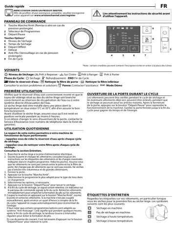 Ariston NT M10 8X1S EX Dryer Manuel utilisateur | Fixfr