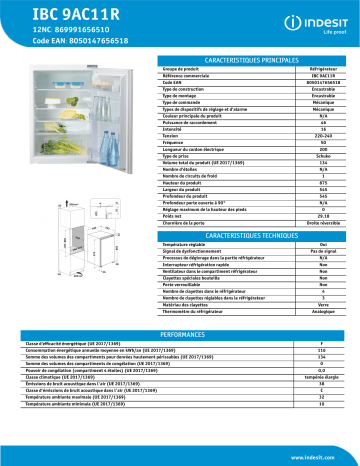 Indesit IBC 9AC11R Refrigerator Manuel utilisateur | Fixfr