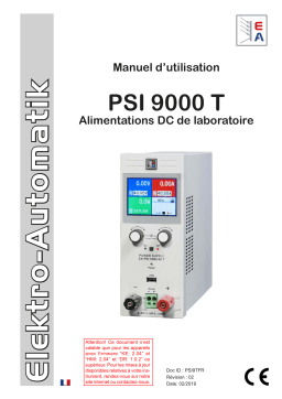 Elektro-Automatik EA-PSI 9080-10 T DC Laboratory Power Supply Manuel du propriétaire
