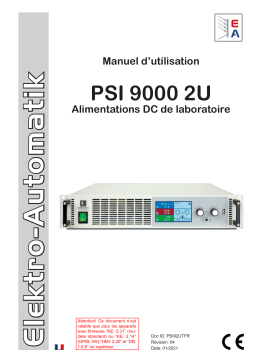 Elektro-Automatik EA-PSI 9080-60 2U 19" DC Laboratory Power Supply Manuel du propriétaire