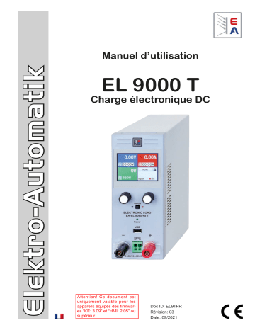 EA-EL 9200-18 T | EA-EL 9080-45 T | Elektro-Automatik EA-EL 9500-08 T DC Electronic Load Manuel du propriétaire | Fixfr