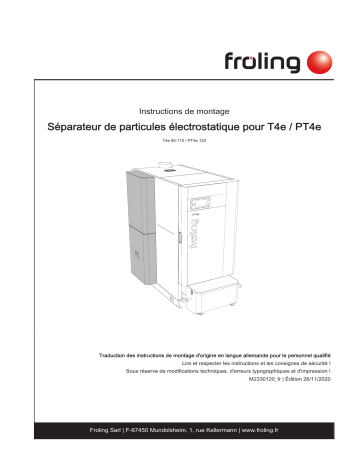 Froling Electrostatic particle separator Guide d'installation | Fixfr