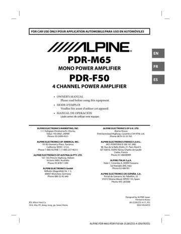 PDR-F50 | Alpine PDR-M65 Manuel du propriétaire | Fixfr