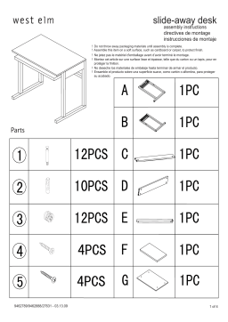 West Elm Slide Away Desk Accessory Manuel utilisateur