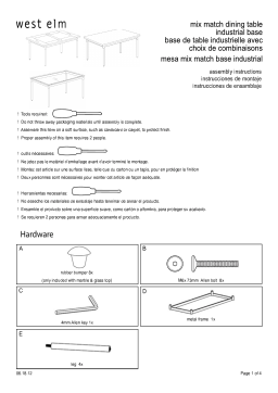West Elm Mix And Match Rectangular Table Base Industrial Tablet Manuel utilisateur