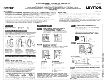 Leviton DS710-10Z Decora Slide Dimmer for 0-10V Power Supplies, 1200VA/1500VA Fluorescent, 10A LED, 120/277VAC Manuel utilisateur | Fixfr