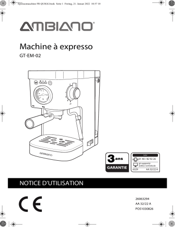 GT-EM-02-CH | Ambiano GT-EM-02 Espresso Maker Manuel utilisateur | Fixfr