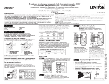 IPE04-1FZ | Leviton IPE04-1LZ IllumaTech Slide Dimmer for 400VA Electronic Low Voltage, 150-Watt Dimmable LED/CFL, 400-Watt Incandescent/Halogen Manuel utilisateur | Fixfr