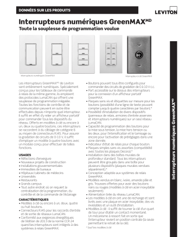 Leviton RDGSW-1CW Digital Keypad Light Switch Fiche technique | Fixfr