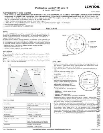 Leviton LURPC-W Photocell Manuel utilisateur | Fixfr