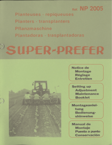 Monosem Planteuses-repiqueuses NP2005 Transplanter Manuel du propriétaire | Fixfr