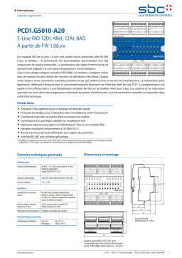 SBC PCD1.G5010-A20 L-Series RIO 12DI, 4Rel, 12AI, 8AO Fiche technique