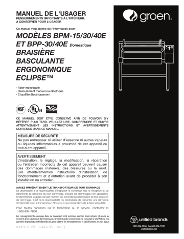 Groen BPM 15/30/40E & BPP 30/40E Manuel du propriétaire | Fixfr