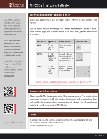 Noctua NT-H2 3.5g Thermal compound Installation manuel | Fixfr