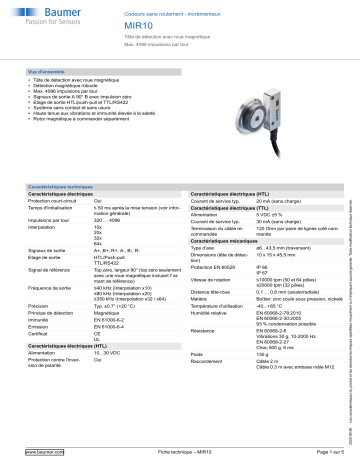 Baumer MIR10 Encoder Fiche technique | Fixfr