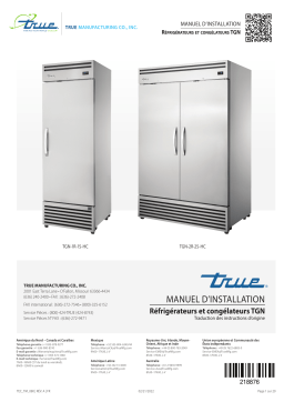 True TGN Solid Door Reach-In Refrigerators/Freezer Installation manuel