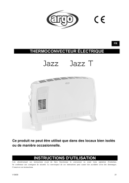 Argo JAZZ T ELECTRICAL HEATING Manuel utilisateur