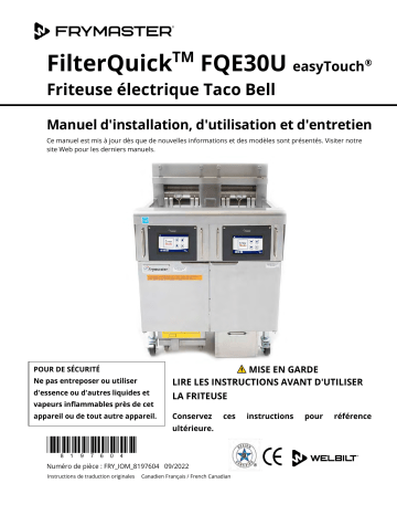 Frymaster FilterQuick Touch FQE30U-T Electric Mode d'emploi | Fixfr