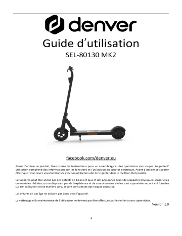 Denver SEL-80130BLACKMK2 Electric scooter Manuel utilisateur | Fixfr