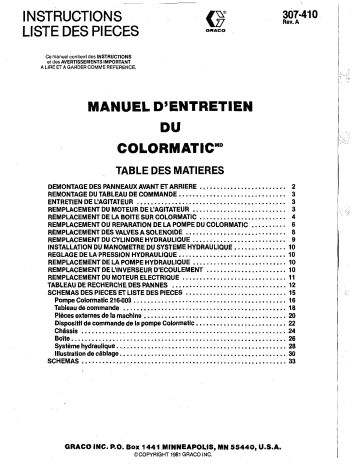 Graco 307410A DENTRETIEN DU COLORMATIC Manuel du propriétaire | Fixfr