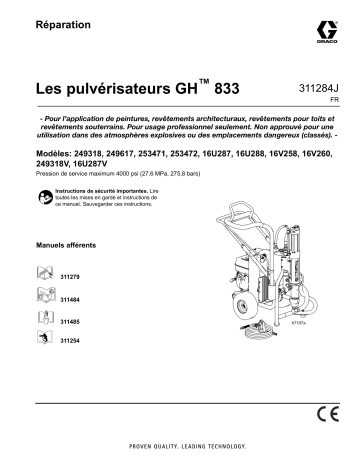 Graco 311284J, Réparation, manuel, pulvérisateurs GH 833, français Manuel du propriétaire | Fixfr