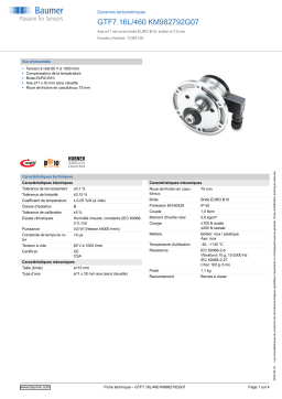 Baumer GTF7.16L/460 KM982792G07 Tachogenerator Fiche technique