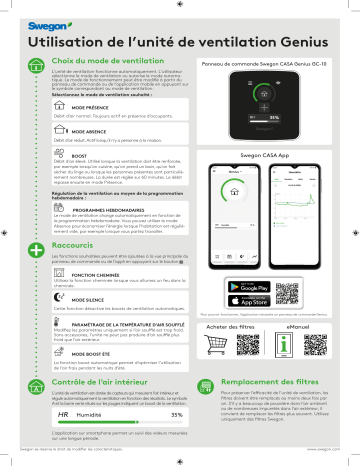 Swegon GENIUS Swegon CASA Genius Manuel du propriétaire | Fixfr