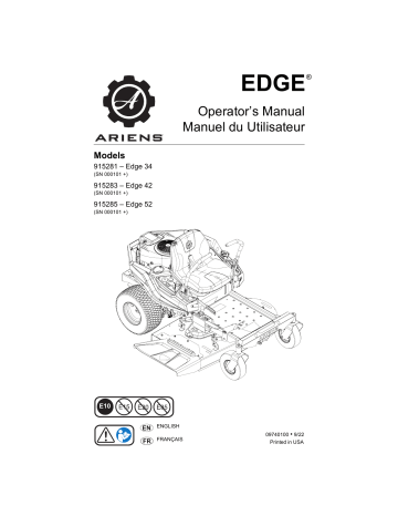 915283 | 915285 | Ariens 915281 EDGE 34 BRIGGS Manuel utilisateur | Fixfr