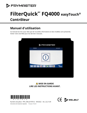 Frymaster FilterQuick Touch FQ4000 Controller Mode d'emploi | Fixfr