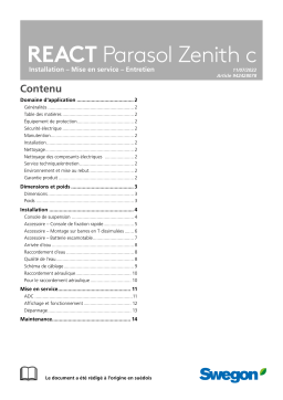 Swegon REACT Parasol Zenith c Manuel du propriétaire