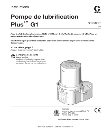 Graco 332583P, pompe de lubrification G1 Plus Manuel du propriétaire | Fixfr