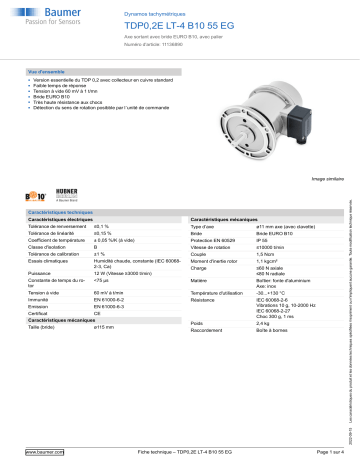 Baumer TDP0,2E LT-4 B10 55 EG Tachogenerator Fiche technique | Fixfr