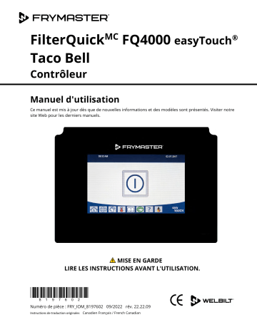 Frymaster FilterQuick Touch FQ4000 Controller Taco Bell Mode d'emploi | Fixfr