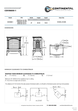 Continental Fireplaces CDVS600-1NA Direct Vent Gas Stove spécification